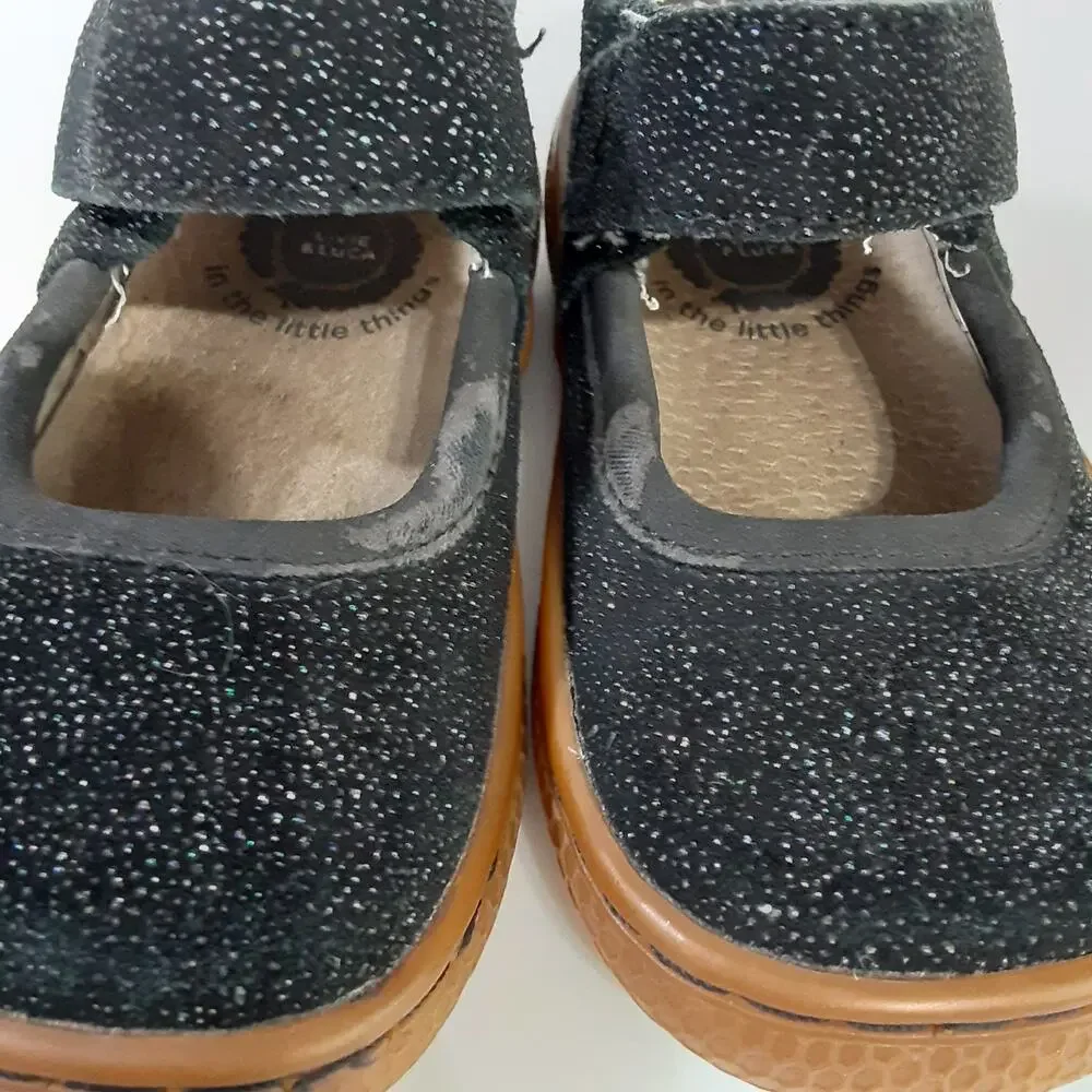 Livie & Luca Girls Gemma Mary Janes Black Glitter Ballet Flats Kids 5 Dress Shoe